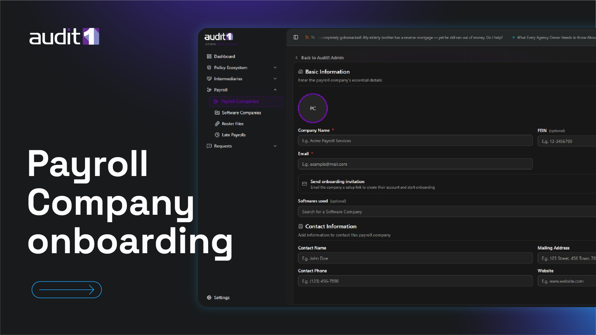 Payroll Company Onboarding